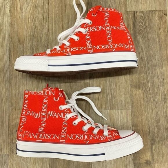 Converse X JW Anderson Red Logo High Top Sneakers Size 7.5 US Womens 5.5 US Mens - Picture 4 of 6